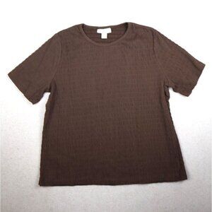 APPLESEED'S - WOMEN'S BROWN TEXTURED SHORT SLEEVE T-SHIRT - SIZE PM